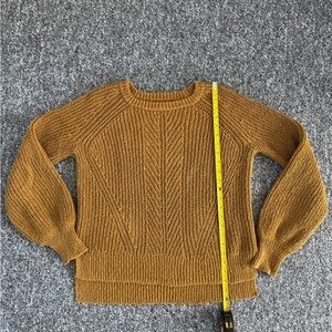 Madewell Golden Cable Knit Crew Neck Chunky Sweater Balloon Sleeves